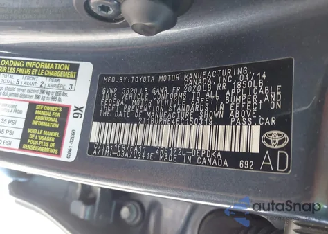 2014 Toyota Corolla L from USA, damaged, VIN 2T1BURHE4EC150319